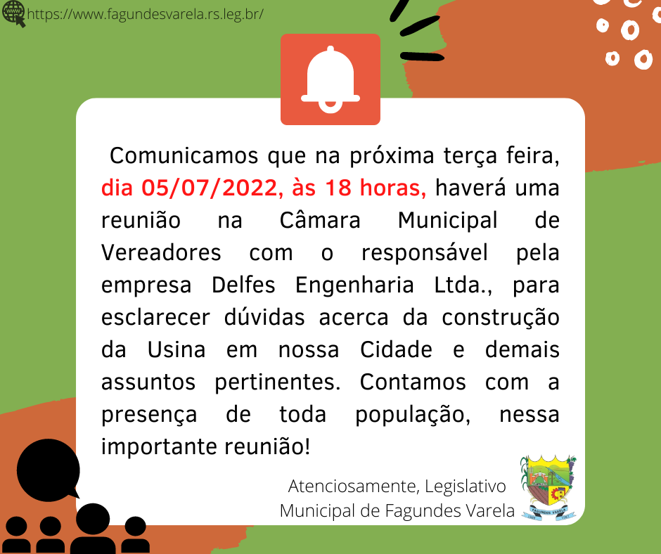 📌Informamos que a reunião foi CANCELADA. Atenciosamente Legislativo Municipal.