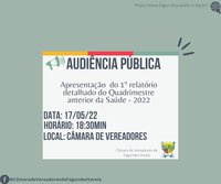 AUDIÊNCIA PÚBLICA , DIA 17/05 ÀS 18:30MIN